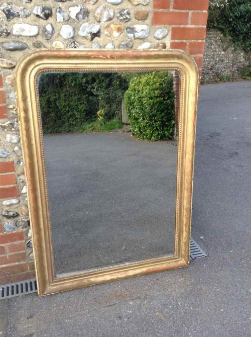 A Highly Useful Early Antique 19th Century French Carved Wood & Gesso Gilt Louis Philippe Mirror.