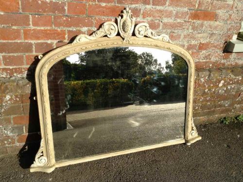 A Good Size Antique 19th Century French Painted Overmantel Mirror.