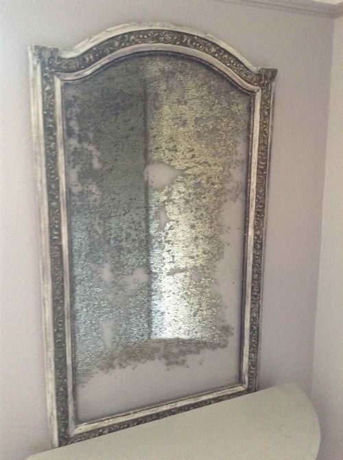 A Stunning Antique 19th Century French Original Painted Shaped Top Mirror.