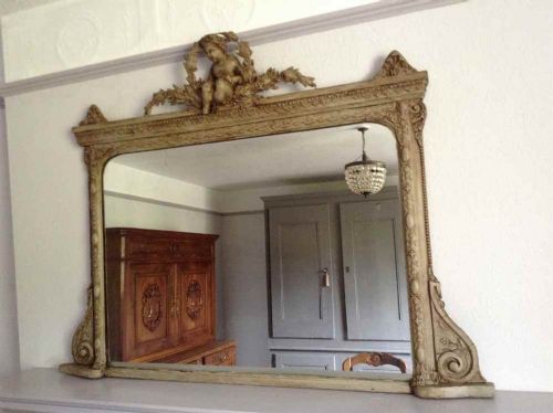 A Stunning Highly Decorative Useful Size Early Antique 19th Century French Carved Wood Overmantel Mirror.
