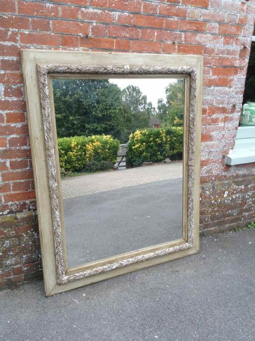 A Large Unusual Antique Highly Decorative French 19th Century Fruitwood Painted Mirror.