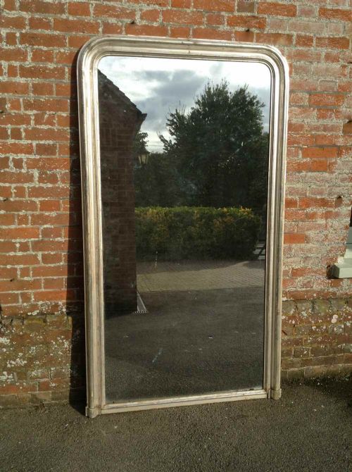 A Fabulous Large Antique 19th Century French Original Silvered Arched Top Mirror.