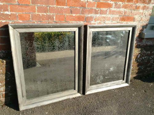 A Very Near Pair of Antique 19th Century French Original Silvered Framed Mirrors.