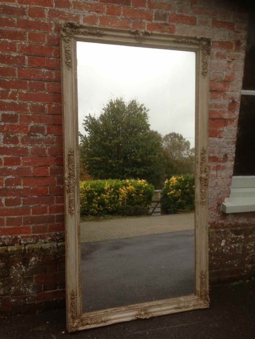 A Large Very Useful Painted Antique 19th Century Early French Carved Wood & Gesso Louis Phillippe Mirror.