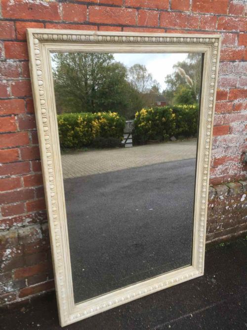 A Large Antique 19th Century French Carved Wood Painted Mirror.