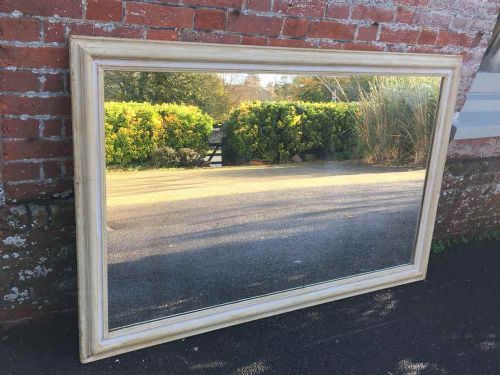 A Large Antique 19th Century French Plain Painted Mirror.