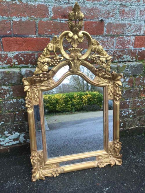 A Useful Size Original Early 19th Century Italian Gilt Carved Wood and Gesso Mirror.