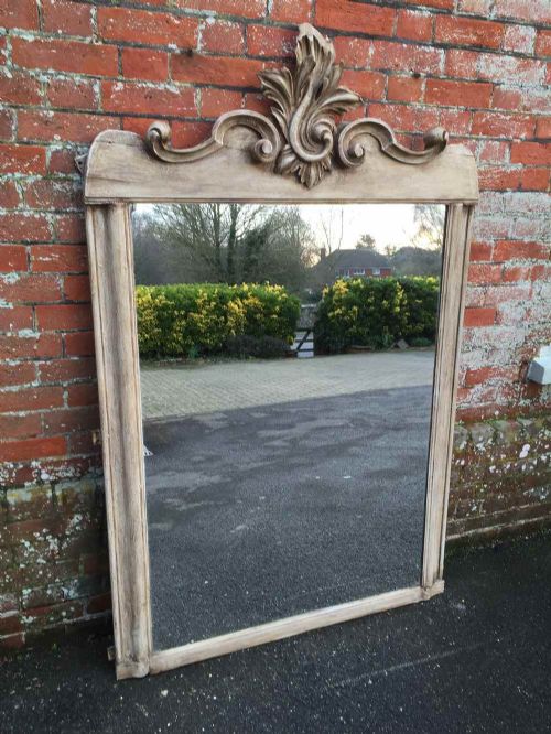 A Stunning Large Antique 19th Century French Carved Wood Painted Mirror.