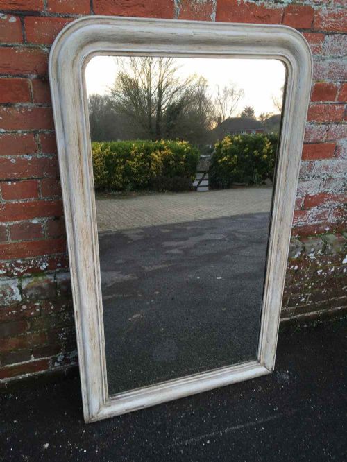 A Plain Useful Size Antique 19th Century French Arched Top Painted Mirror.