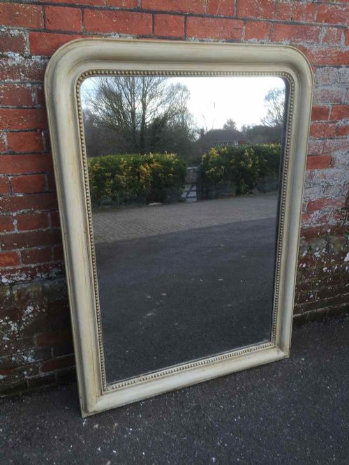 A Large Early Antique 19th Century French Painted Arched Top Louis Philippe Mirror.