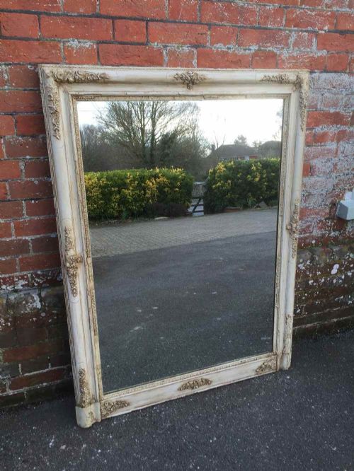 A Good Size Early Antique 19th Century French Painted Carved Wood & Gesso Louis Philippe Mirror.