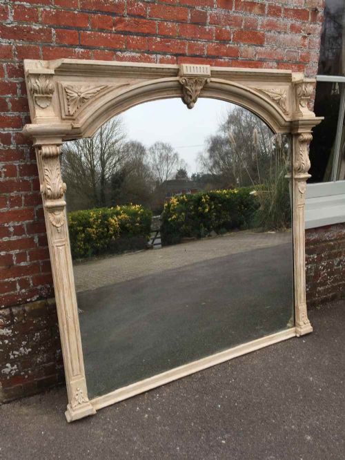An Absolutely Stunning Very Large Antique 19th Century English Carved Wood Painted Overmantel Mirror.