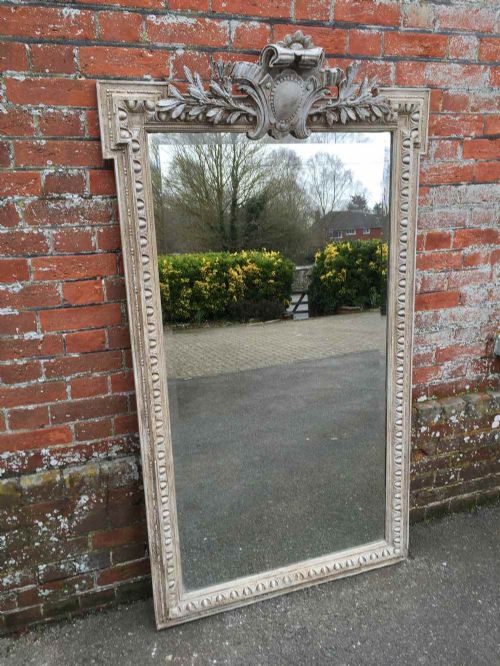 A Fabulous Large Antique 19th Century French Carved Wood and Gesso Painted Mirror.