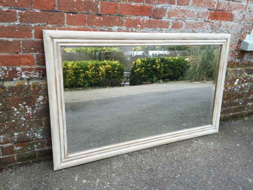 A Good Size Antique 19 Th Century French Carved Wood & Painted Plain Mirror.