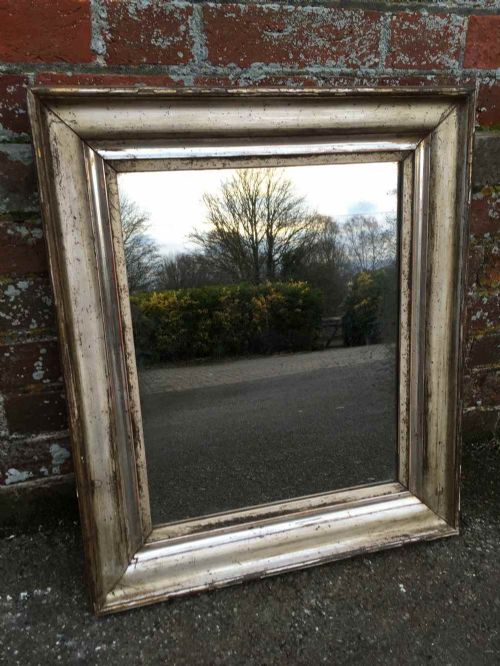 A Very Useful Size Antique 19th Century French Silvered Bistro Mirror.