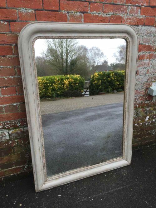A Good Size Early Antique 19th Century French Painted Arched Top Mirror.