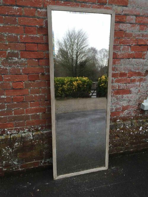 A Very Useful Antique 19th Century French Carved Wood Painted Ribbed Framed Pier Mirror.