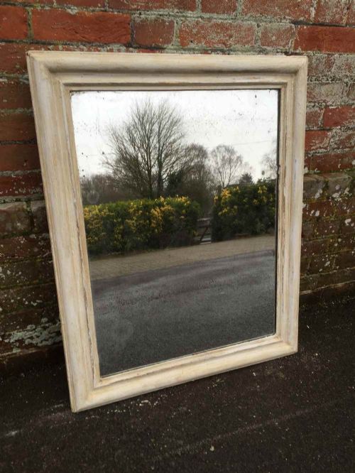 A Good Size Early Antique 19th Century French Painted Distressed Mirror.