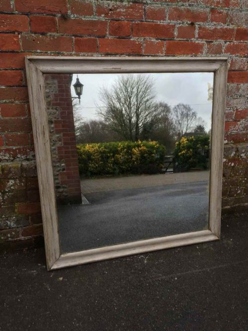 A Good Size Early Antique 19th Century French Distressed Painted Mirror.