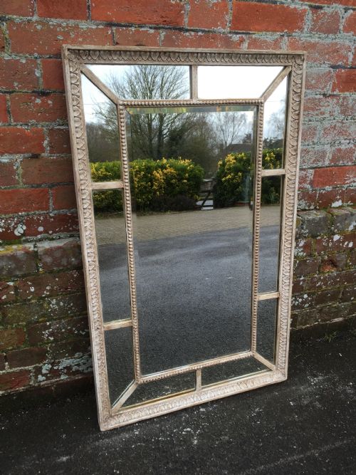 An Unusual Decorative Antique 19th French Carved Wood and Gesso Painted Mirror.