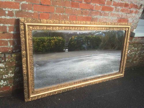 A Fabulous Large Antique 19th Century Italian Original Carved Wood & Gesso Gilt Mirror.