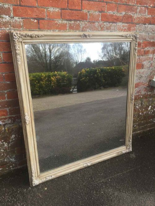 A Fabulous Large Early Antique 19th Century French Carved Wood & Gesso Painted Mirror.