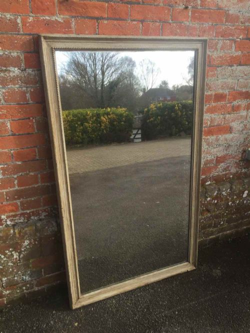A Very Useful Large Antique 19th Century French Plain Grey Painted Mirror.