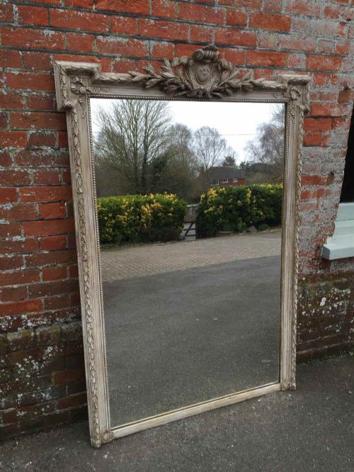 A Highly Decorative Large Antique 19th Century French Carved Wood & Gesso Mirror.