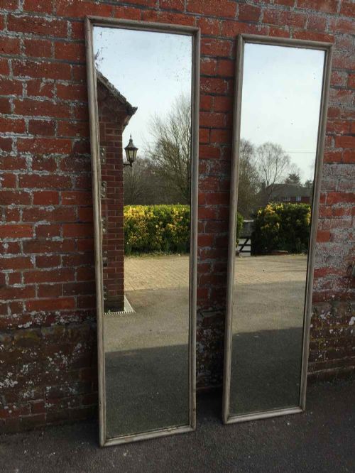 A Very Useful Pair of Large Antique 19th Century French Carved Wood Painted Pier Mirrors.