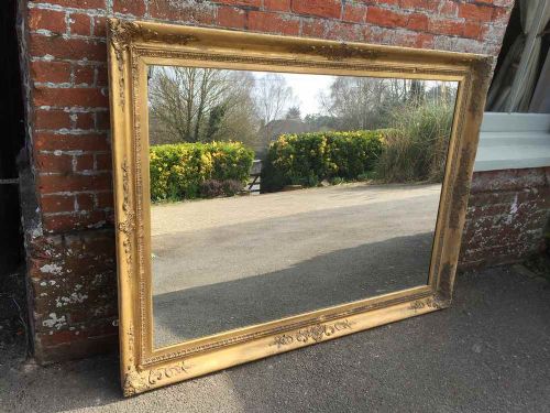 A Fabulous Large Antique 19th Century French Original Carved Wood Gesso and Gilt Louis Philippe Mirror.