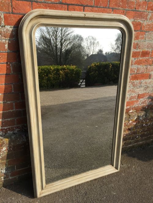 A Good Size Antique Early 19th Century French Arched Top Painted Louis Philippe Mirror