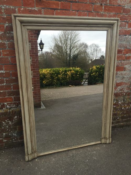 A Wonderful Large Antique 19th Century French Carved Wood Painted Plain Mirror.