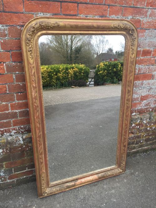 A Wonderful Large Early Antique 19th Century French Carved Wood & Gesso Arched Top Mirror.