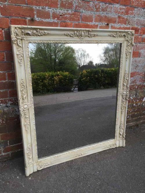 A Very Useful Size Antique 19th Century French Carved Wood & Gesso Painted Louis Philippe Mirror.