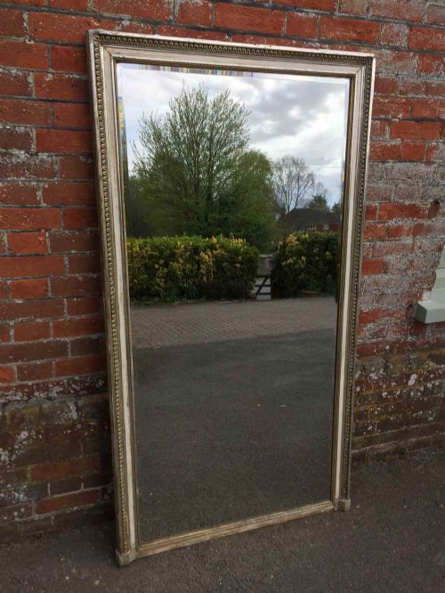 A Large Very Useful Antique 19th Century French Carved Wood & Gesso Original Silver, Gilt and Cream Mirror.