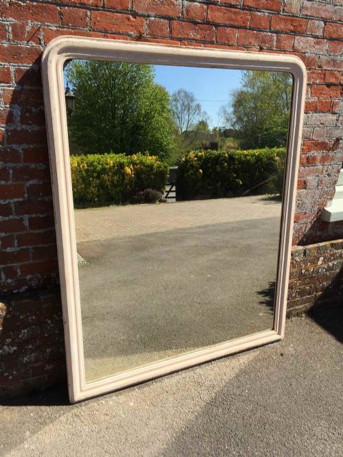 A Fabulous Large Antique Louis Philippe 19th Century French Arched Top White Original Distressed Painted Mirror.