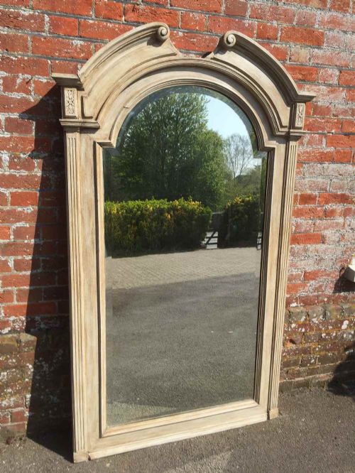 A Wonderful Large Antique 19th Century French Carved Wood Painted Arched Top Mirror.