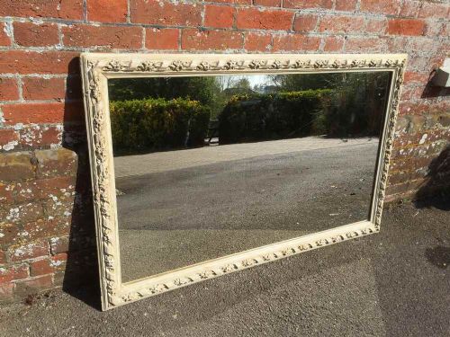 A Good Size Antique 19th Century French Carved Wood & Gesso Painted Mirror
