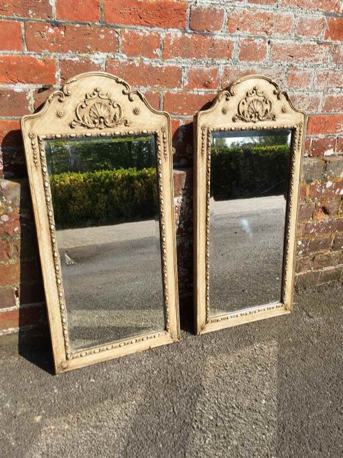 A Very Useful Pair of Antique 19th Century French Carved Wood Painted Mirrors.