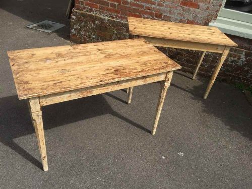 A Highly Decorative Pair of Antique 19th Century French Original Painted Pine Distressed Side Tables.