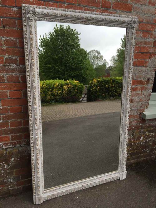 A Fabulous Large Antique 19th Century Painted Carved Wood & Gesso Mirror.