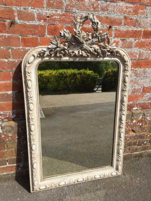 A Wonderful Antique 19th Century French Carved Wood & Gesso Painted Mirror.
