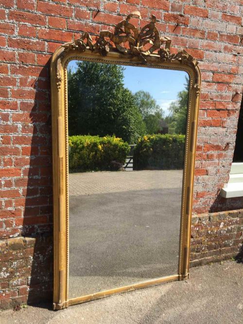 An Absolutely Stunning Large Antique 19th Century French Original Gilt Arched Top Mirror.