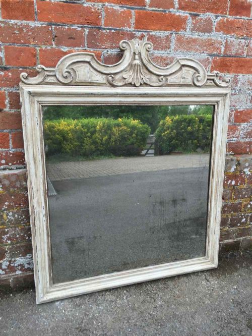 A Stunning Highly Unusual Early Antique 19th Century French Carved Wood Painted Mirror.