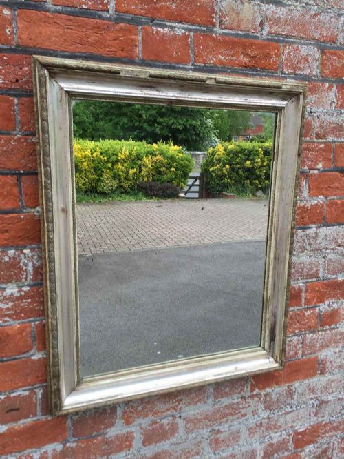A Good Size Antique 19th Century French Original Silvered Distressed Mirror.