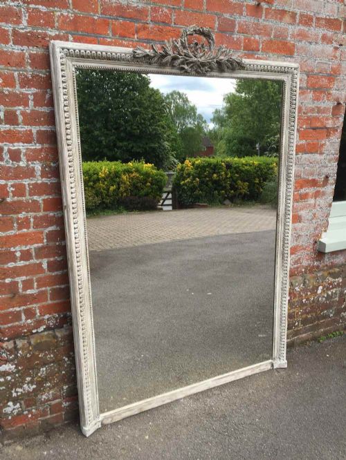 A Wonderful Large Antique 19th Century French Carved Wood and Gesso Painted Mirror.