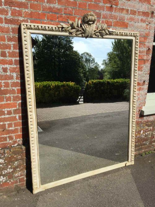 An Absolutely Stunnig Large Antique 19th Century French Carved Distressed Wood & Gesso Mirror