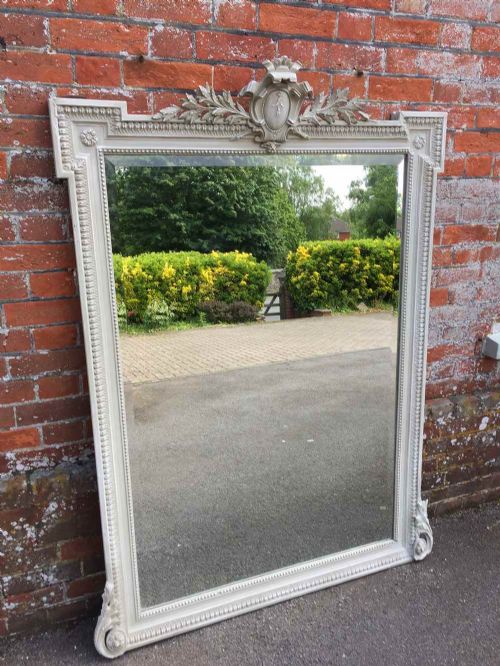A Wonderful Large Antique 19th Century French Carved Wood & Gesso Painted Mirror.