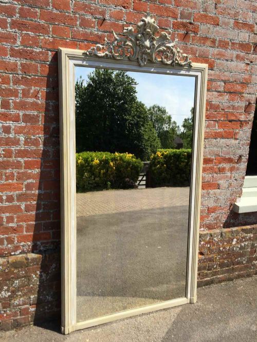 A Superb Large Antique 19th Century French Carved Wood Painted Mirror.