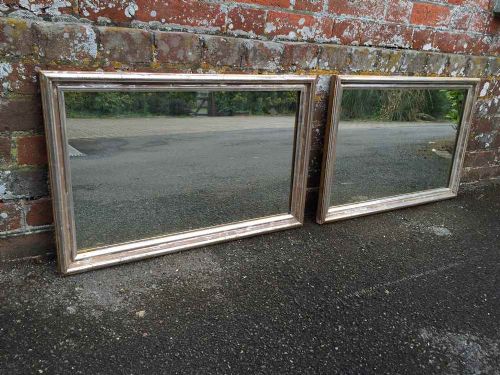 A Highly Unusual Pair of Antique 19th Century French Original Silvered Bistro Mirrors.
